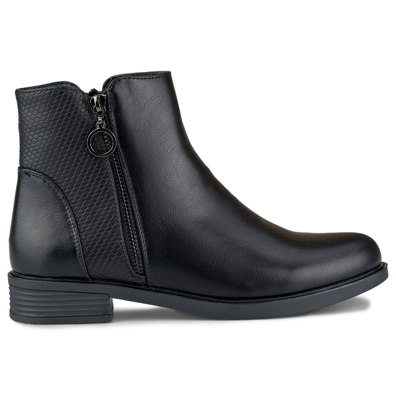 Stivali piatti da donna neri realizzati in ecopelle nero