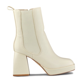 Stivali da donna beige chiaro su tacco alto