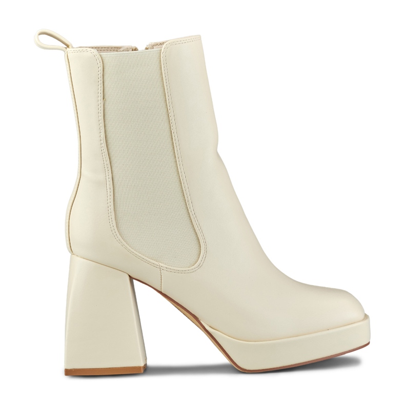 Stivali da donna beige chiaro su tacco alto
