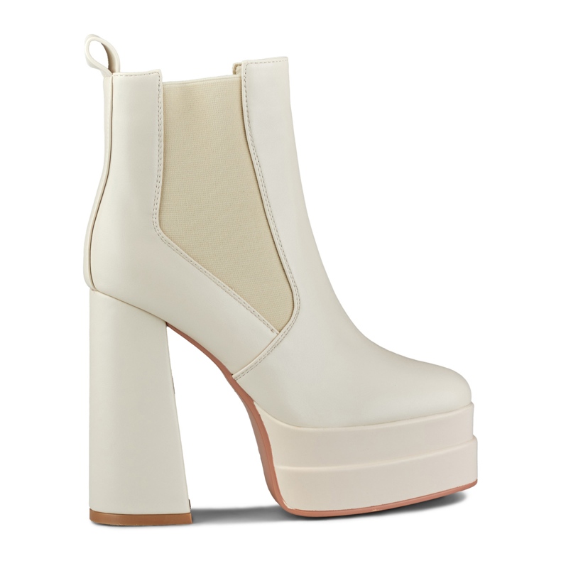 Stivali beige con tacco alto e plateau