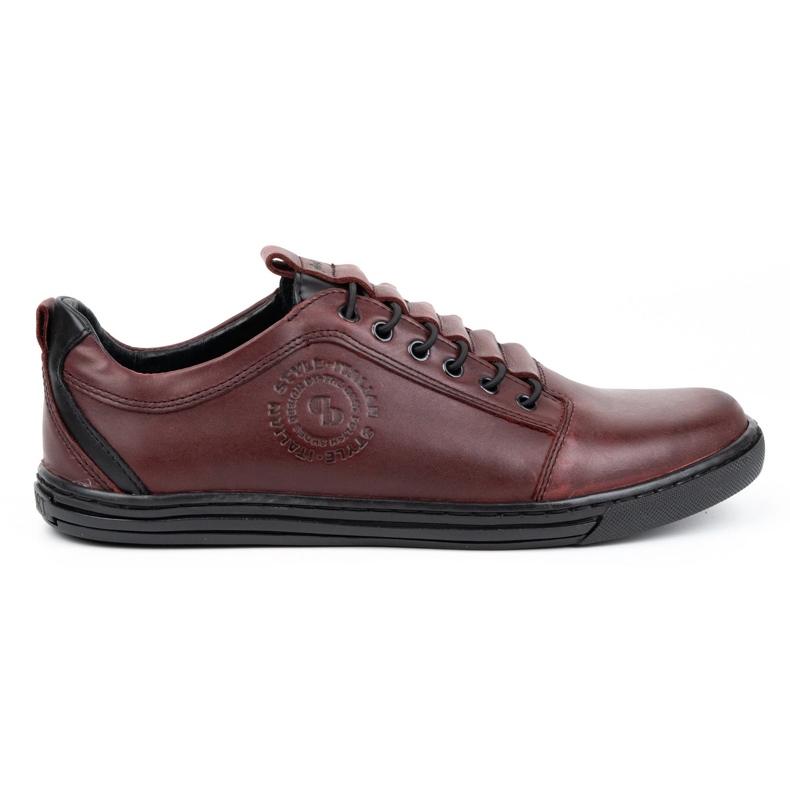 Polbut Scarpe casual da uomo in pelle 2121/2 bordeaux multicolore