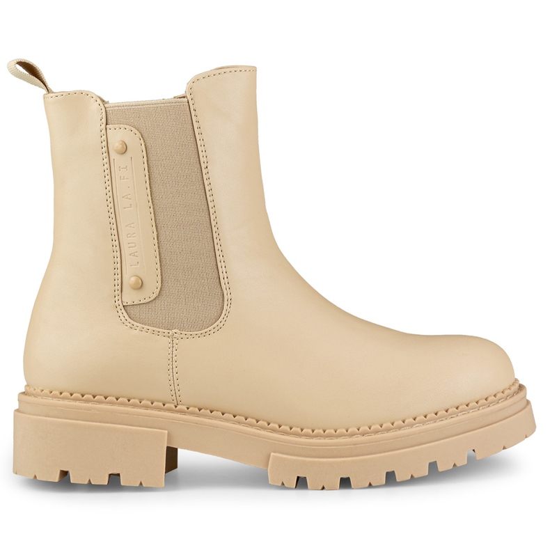 Stivaletti Chelsea beige da donna con suola spessa