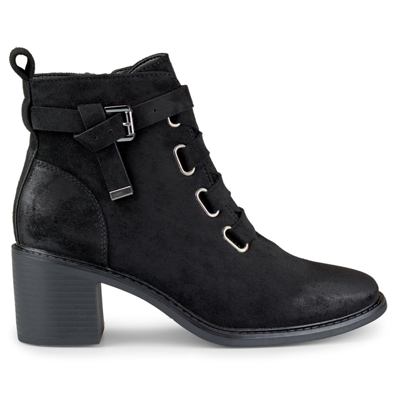 Stivali con tacco basso da donna in camoscio nero di Salin