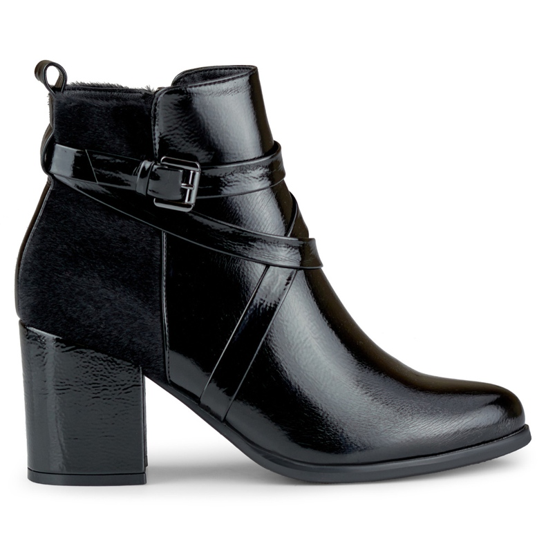 Eleganti stivali da donna neri con chiusura decorativa nero