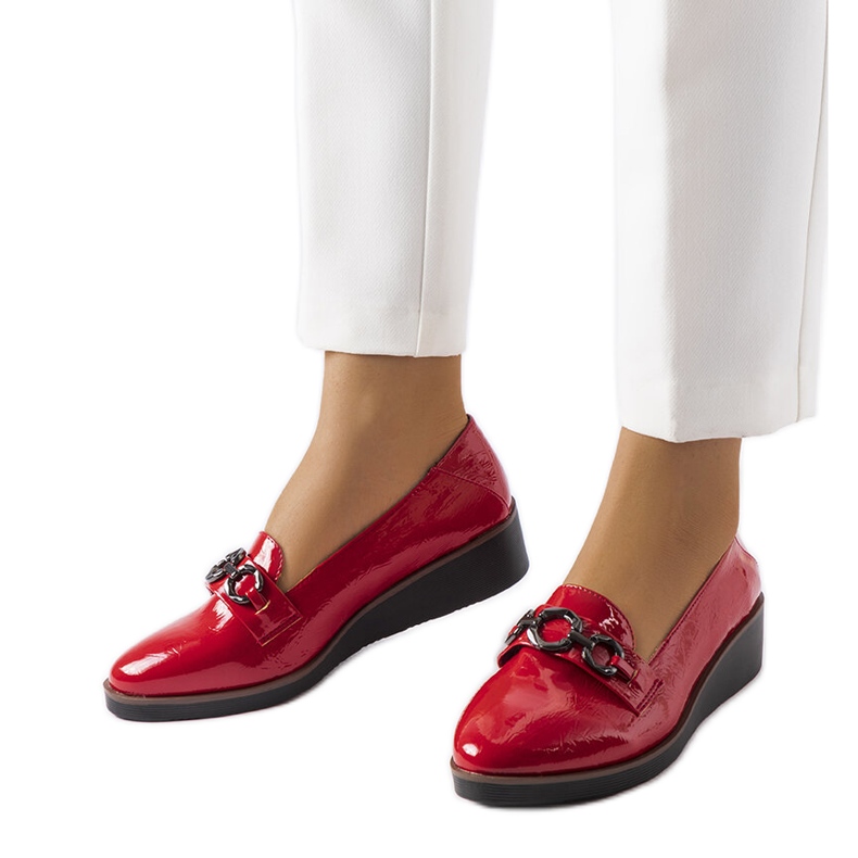 Inna Mocassini con zeppa in vernice rossa di Erin rosso