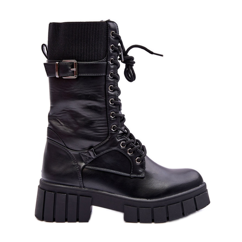 Stivali Alti in Pelle da Donna Workers Nero Madit