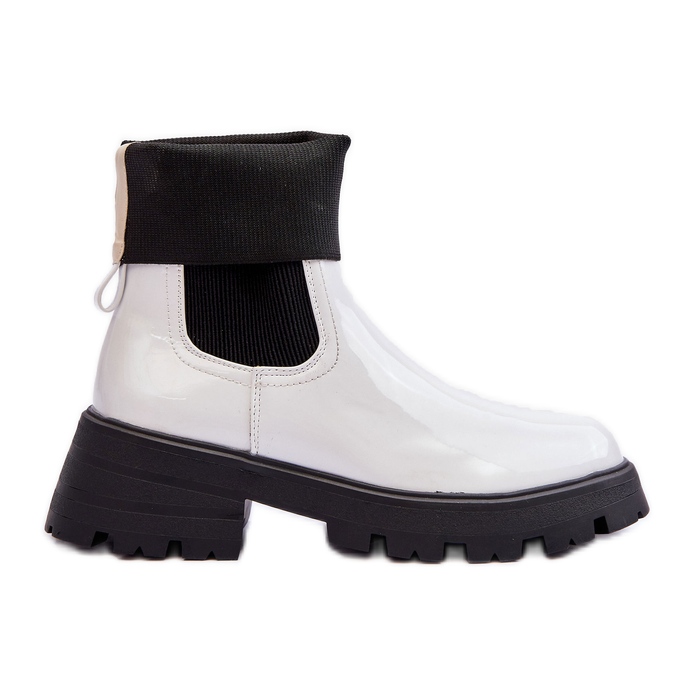 Stivali Jodhpur laccati da donna bianchi Pavo bianca