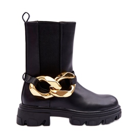 PG1 Stivali in pelle alla moda Stivali Jodhpur con catena nera Kambiz nero