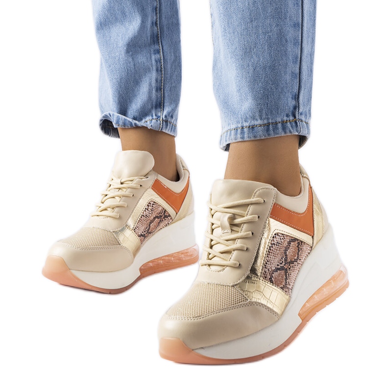 Inna Sneakers con zeppa beige di Irpina