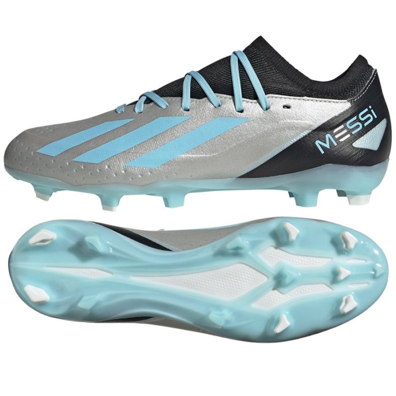 Scarpe da calcio Adidas X Crazyfast Messi.3 Fg M IE4078 d'argento sfumature di grigio