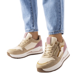 Scarpe da ginnastica sportive beige e rosa di Delid