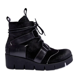 Stivali con zeppa in pelle Maciejka 06185-01 Neri nero