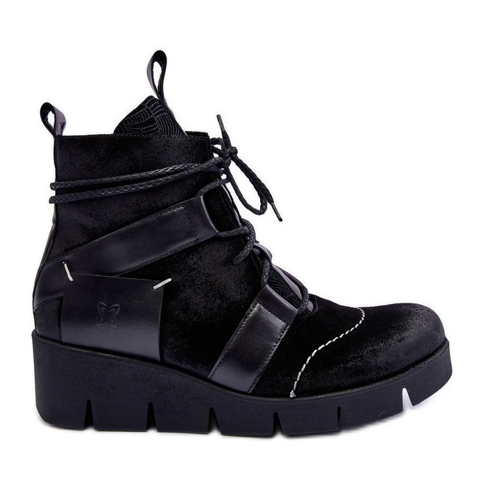 Stivali con zeppa in pelle Maciejka 06185-01 Neri nero