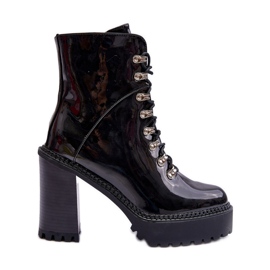 Stivali Laccati Con Tacco Grosso Neri Ikeshia nero