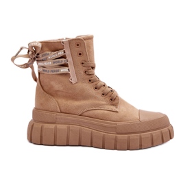 Stivaletti da donna con plateau in pelle scamosciata Beige Rafter