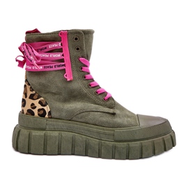Stivaletti da donna con plateau in pelle scamosciata verde Rafter