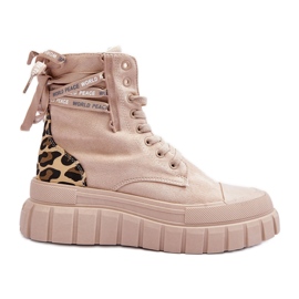 Stivali con plateau in pelle scamosciata da donna Rafter beige chiaro