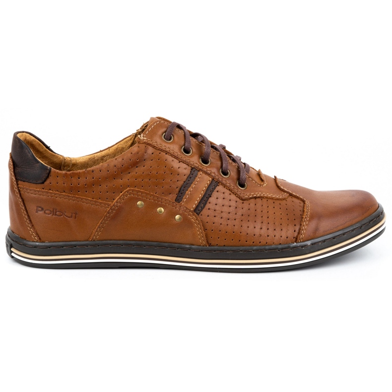 Polbut Scarpe casual in pelle da uomo 1801PAX marrone