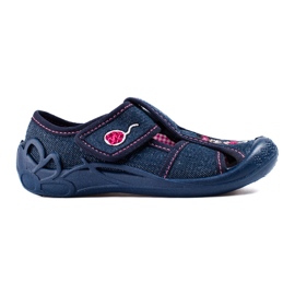 Pantofole con velcro blu navy Shelovet per ragazze
