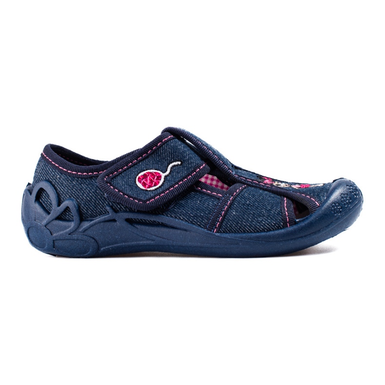 Pantofole con velcro blu navy Shelovet per ragazze