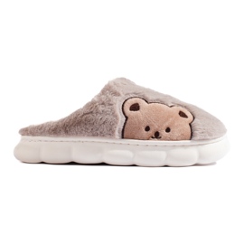 Pantofole da donna con orsetto di peluche Shelovet beige scuro marrone