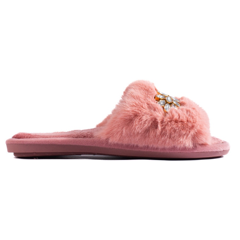 Pantofole rosa con pelliccia e cristalli di Shelovet