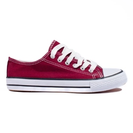 Sneakers basse Shelovet da donna di colore bordeaux rosso
