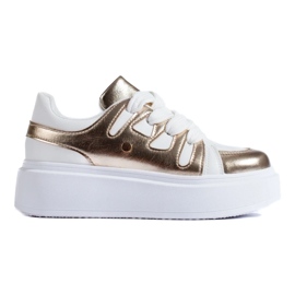 Sneakers alte bianche e dorate di Shelovet bianca