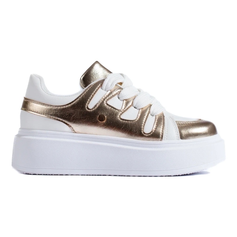 Sneakers alte bianche e dorate di Shelovet bianca