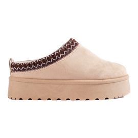 Pantofole in pelle scamosciata beige con suola spessa di Shelovet