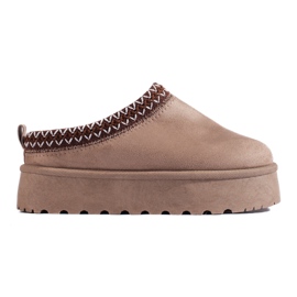 Pantofole in pelle scamosciata beige scuro con suola spessa di Shelovet