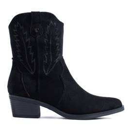 Stivali da cowboy Shelovet in pelle scamosciata nera nero