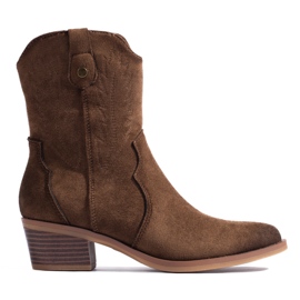 Stivali da cowboy Shelovet in pelle scamosciata nera marrone