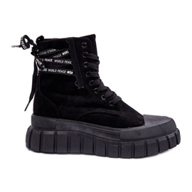 Stivali con plateau in pelle scamosciata da donna neri Rafter nero