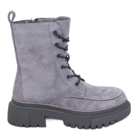Stivali stringati in pelle scamosciata Roisin Grey grigio