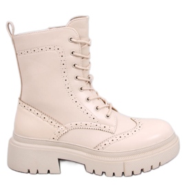 Aubert Stivaletti stringati beige