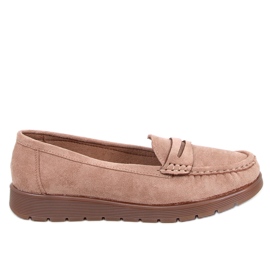 Mocassini in pelle scamosciata con soletta in pelle di Marit Khaki beige