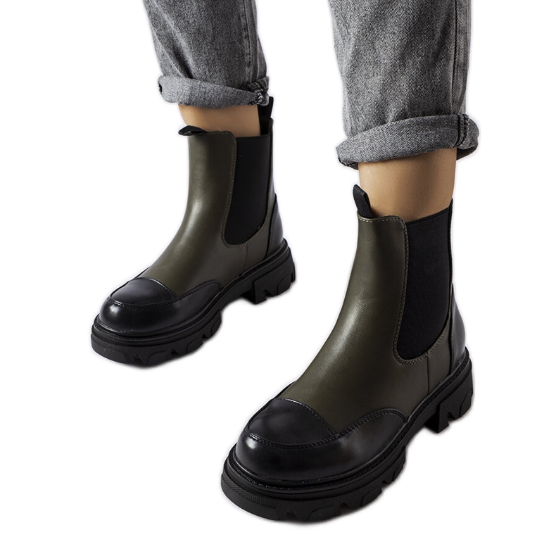 Inna Stivali slip-on neri e verdi di Albany verde