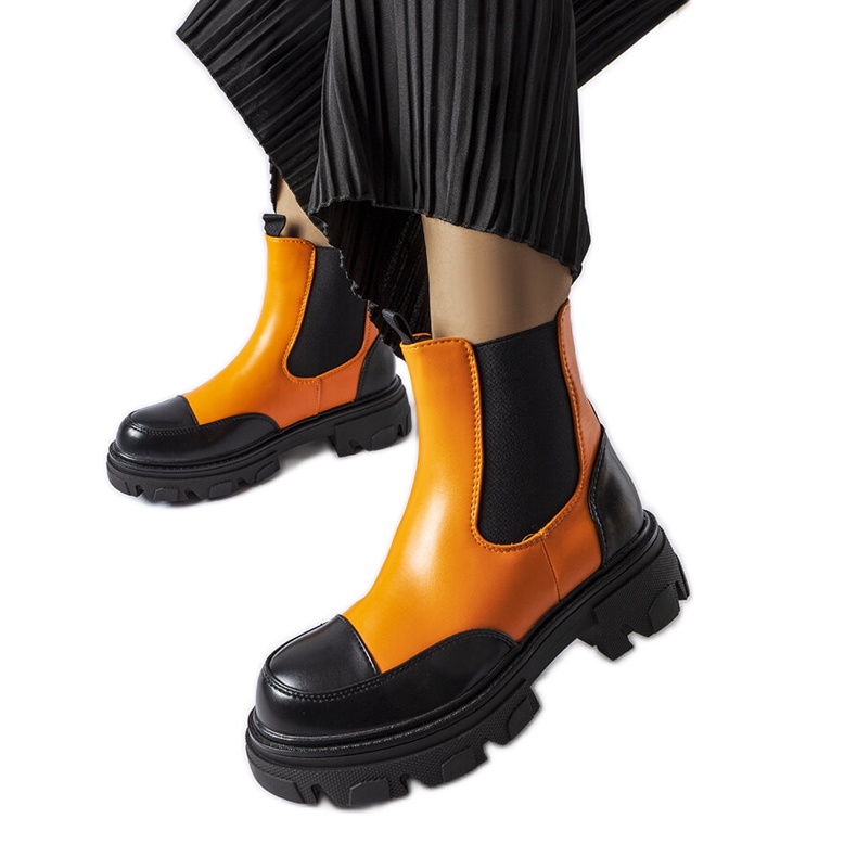 Stivali slip-on neri e arancioni di Albany arancia