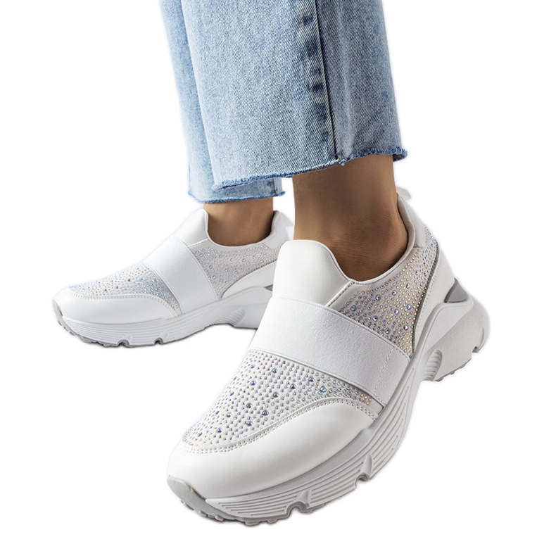 Sneakers bianche con strass di Algiso bianca