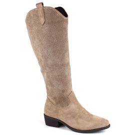 Stivali da donna in pelle scamosciata beige isolante Jezzi RMR2353-4