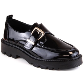 Scarpe da donna laccate nere con fibbia Vinceza 58184 nero