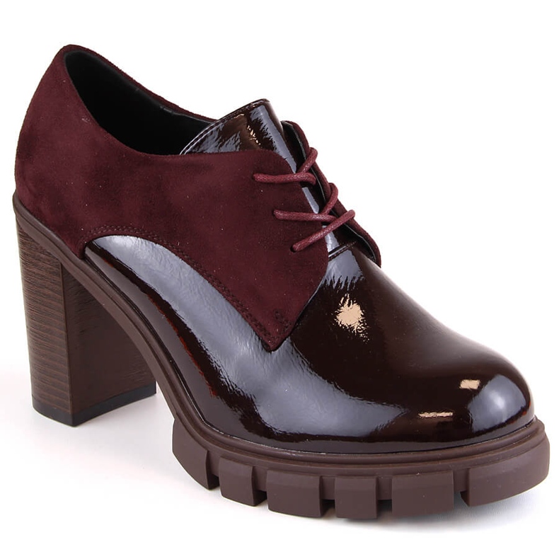 M. DASZYŃSKI Scarpe da donna su montante e plateau, marrone M.Daszyński SA218-2 rosso