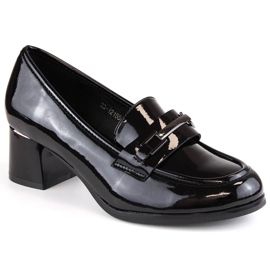 Mocassini da donna laccati con tacco alto neri Potocki SZ12155 nero