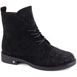 Stivali da donna con zirconi neri Potocki SZ12178 nero