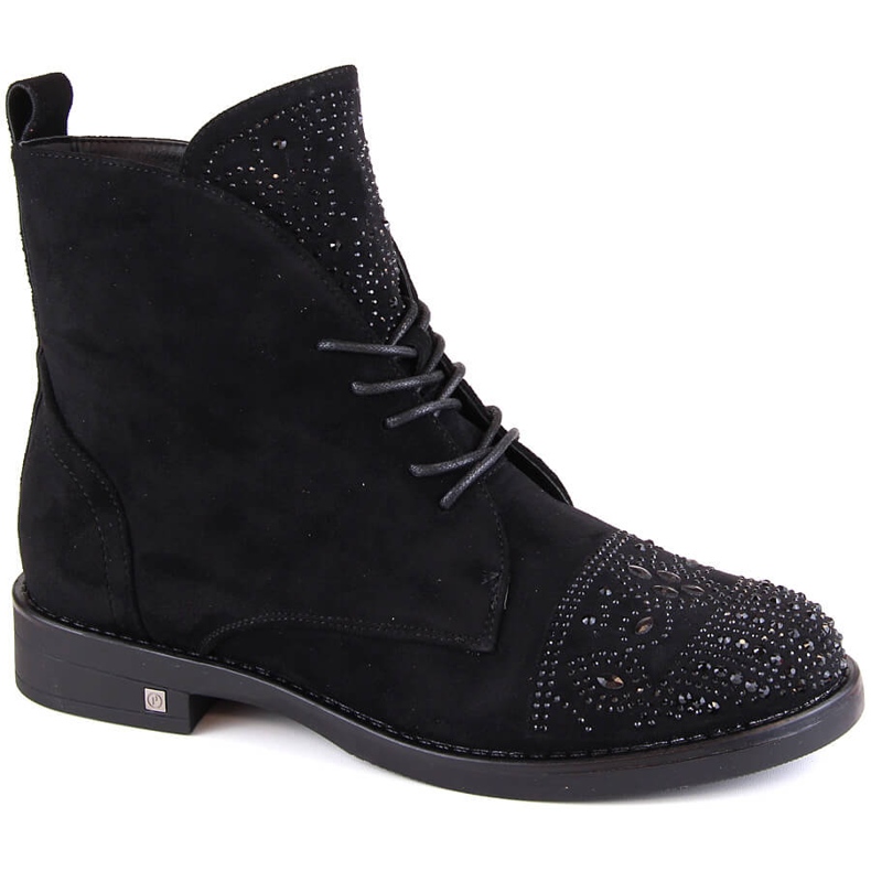 Stivali da donna con zirconi neri Potocki SZ12178 nero