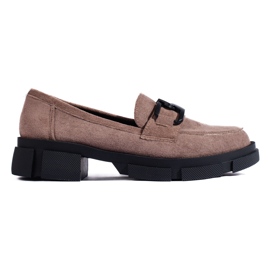 Mocassini in pelle scamosciata beige scuro di Shelovet