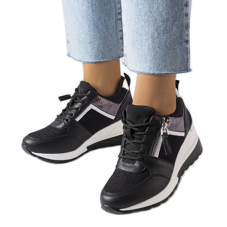 Inna Sneakers con zeppa nere di Deodata nero