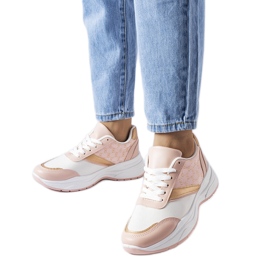 Inna Sneakers rosa e bianche con un accento duffy dorato