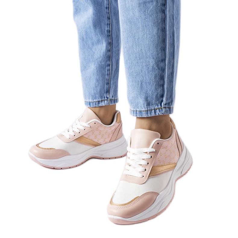 Inna Sneakers rosa e bianche con un accento duffy dorato